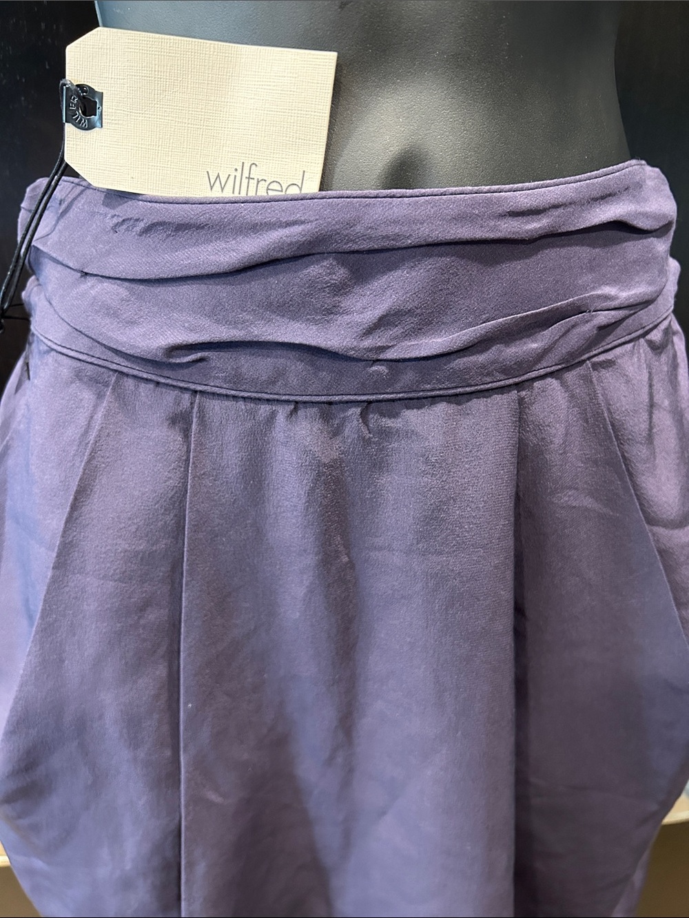 Wilfred Purple Draped-Waist Circle Skirt 100% silk NWT